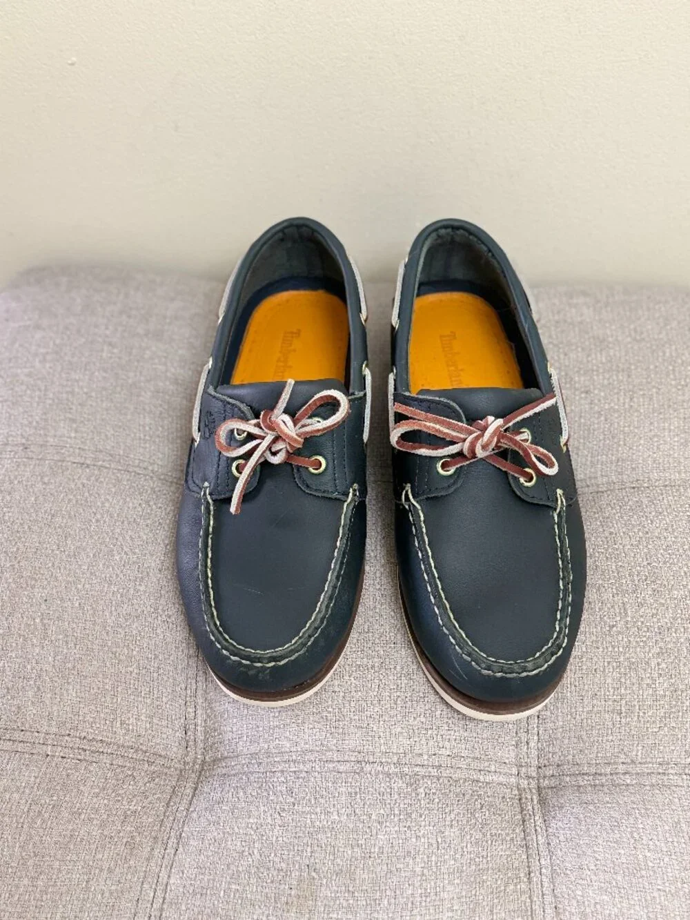 Timberland Mens 2 Eye Classic Handsewn Leather Boat Shoes Navy Blue Style